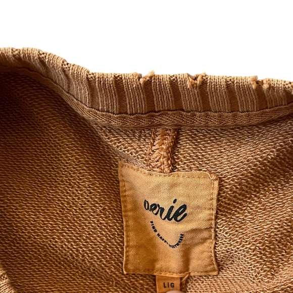 Aerie Down To Earth Oversized Crewneck Sweatshirt Mustard Tan Cotton size Large - Picture 5 of 7